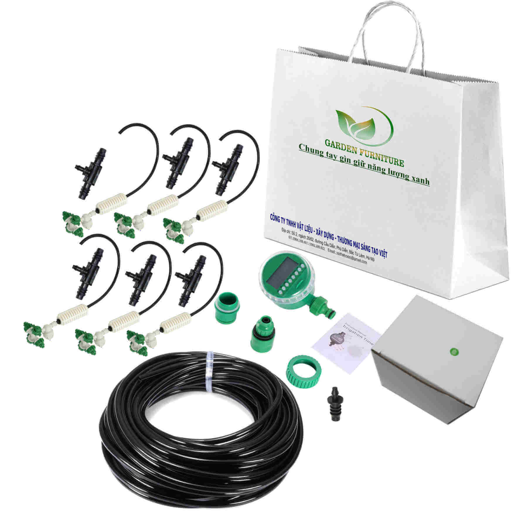 Bộ kít phun sương 4 cửa màu xanh -VKPS03