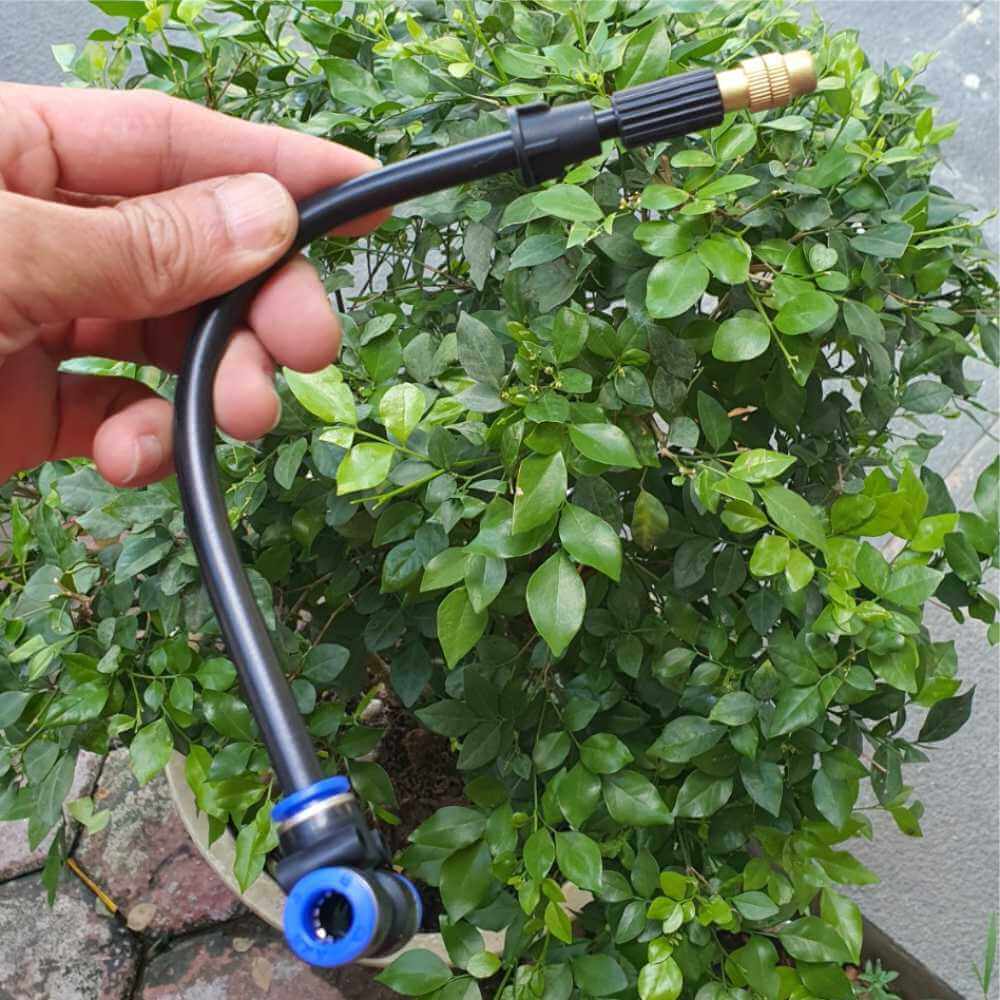 Bộ đầu phun sương đầu đồng, thân uốn góc tưới, 8mm,